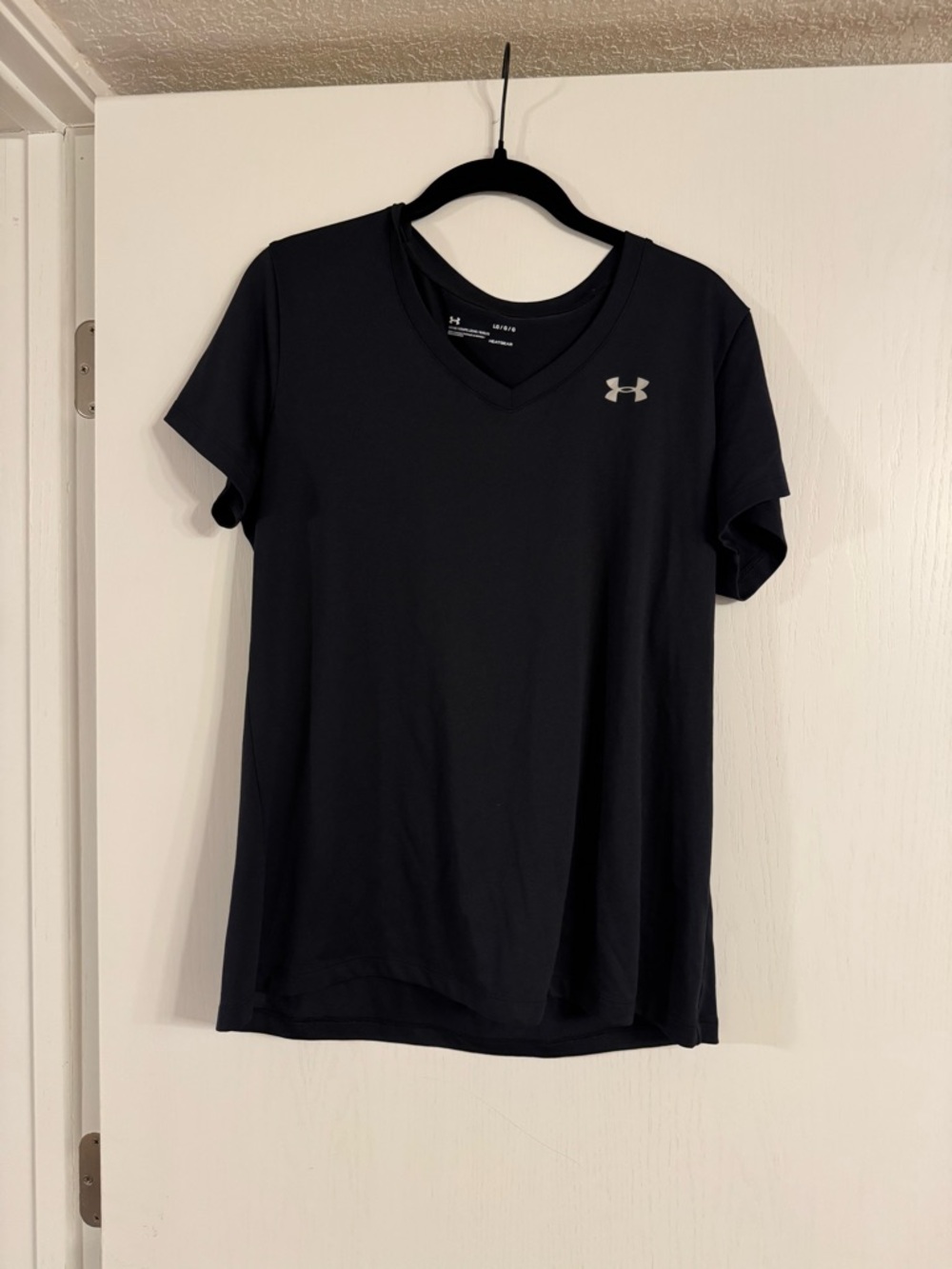 Under Armour Women's Black V-Neck Active Tee with Silver Logo